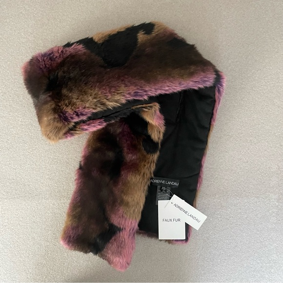Andrienne Landau Dark Multi-Color Faux Fur Scarf - Picture 2 of 8